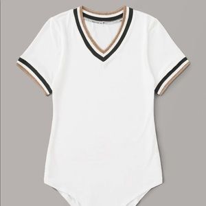 White panel short sleeve bodysuits